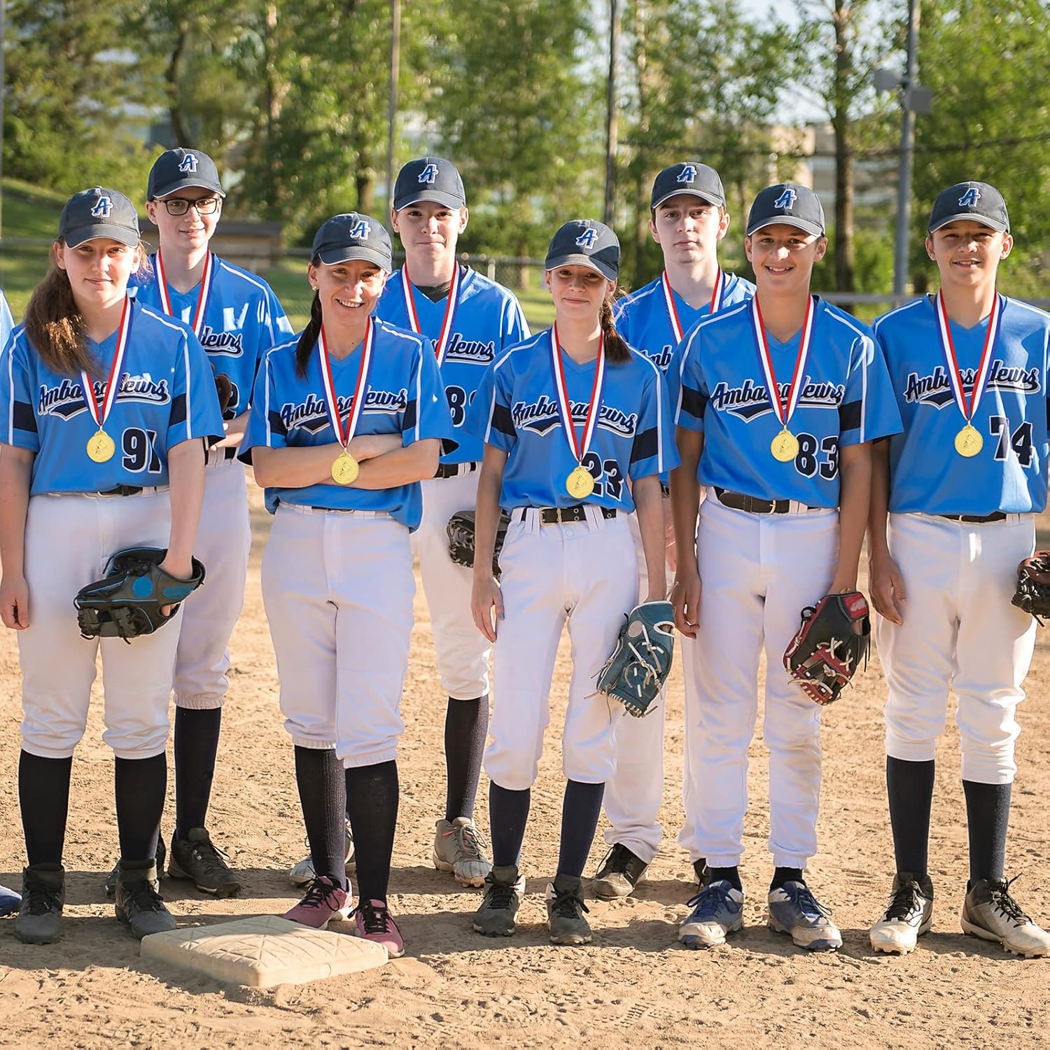 Henoyso 24 medallas de premio de béisbol para niños, medallas de oro de béisbol, medallas de premio, premios de béisbol de aleación de zinc, premios