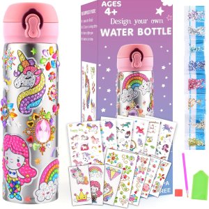Decorate Your Own Water Bottle, Birthday Mothers Day Gifts for Kids Age 4 5 6 7 8 9 10 Years Old Kids with Unicorn Rhinestone Glitter Gem Stickers Decorate Your Own Water Bottle, Birthday Mothers Day Gifts for Kids Age 4 5 6 7 8 9 10 Years Old Kids with Unicorn Rhinestone Glitter Gem Stickers