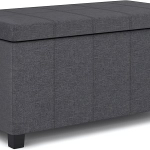 SIMPLIHOME Dover – Banco otomano rectangular de 36 pulgadas de ancho con parte superior elevadora en tela de aspecto de lino gris pizarra, taburete SIMPLIHOME Dover – Banco otomano rectangular de 36 pulgadas de ancho con parte superior elevadora en tela de aspecto de lino gris pizarra, taburete