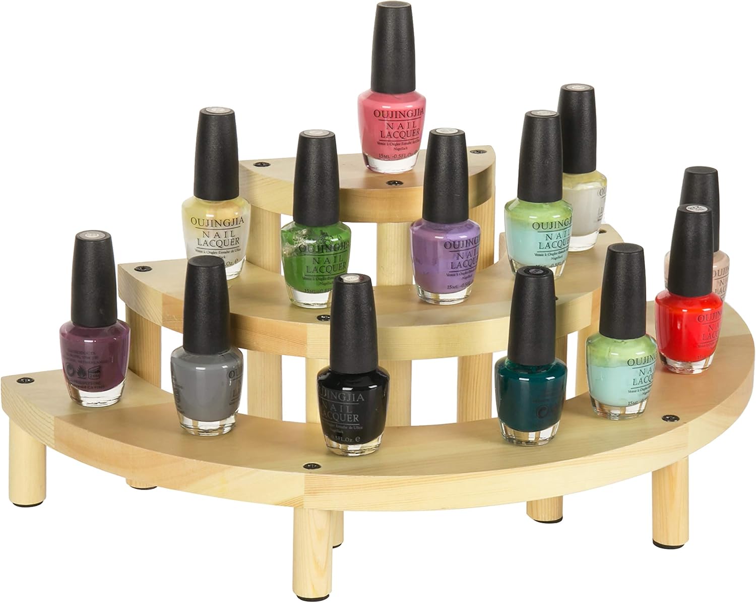 MyGift Soporte para cupcakes de 3 niveles, de madera natural, semicírculo, postre y aperitivo, juego de 3 piezas