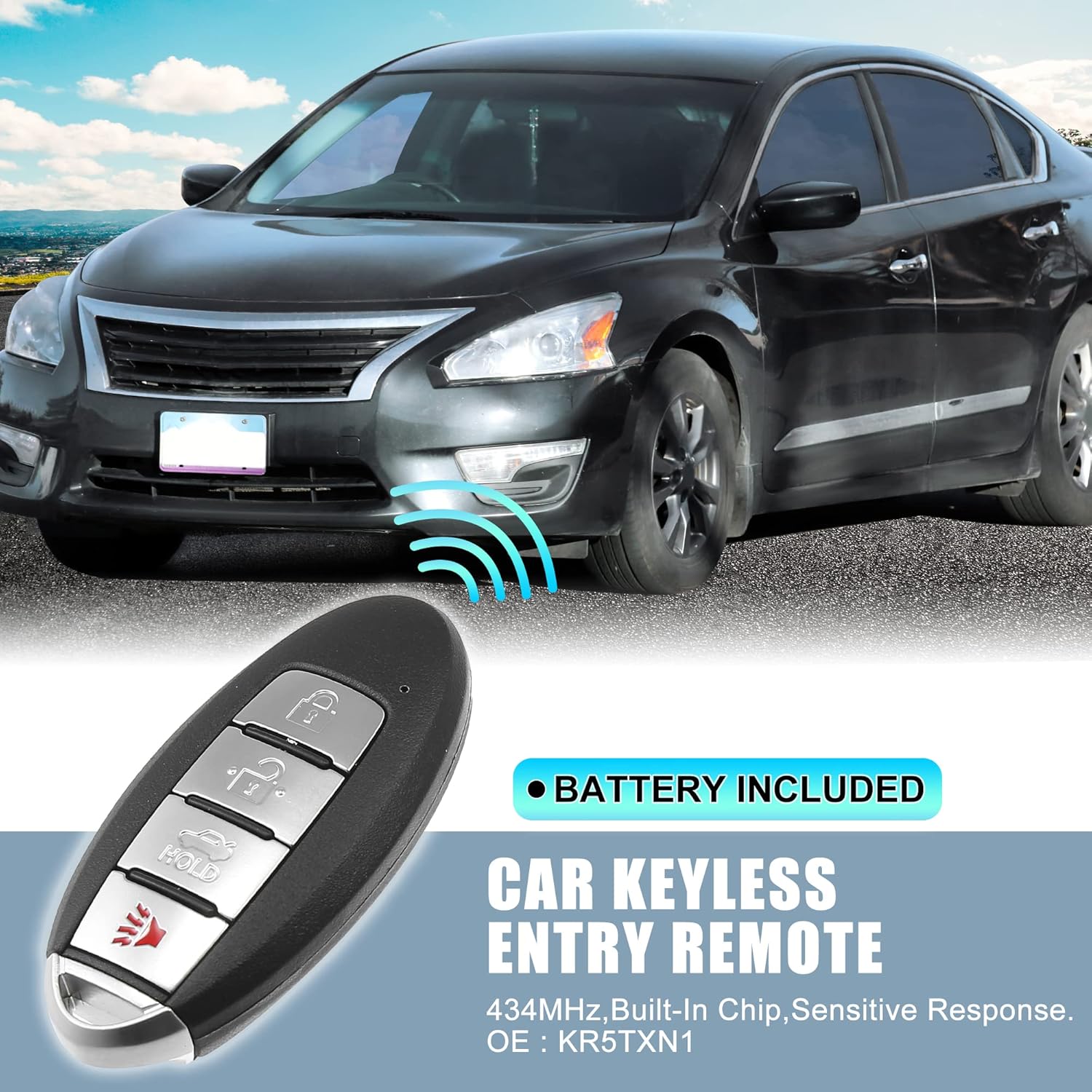 X AUTOHAUX 434MHz KR5TXN1 – Llavero de repuesto inteligente sin llave para Nissan Altima 2019-2021 para Sentra 2020 2021 para Versa 2020 2021 2022 4