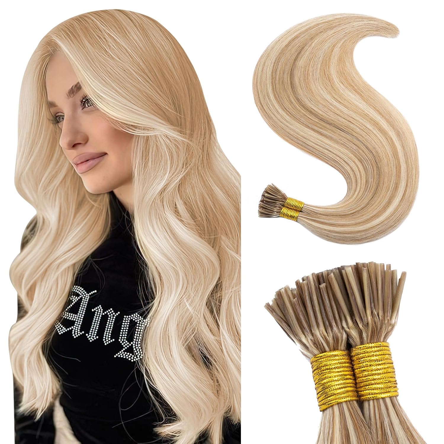 SEGO Barra de queratina preunida con punta I Remy extensión de cabello humano de fusión fría, pieza de cabello para mujeres, liso y lacio, 100