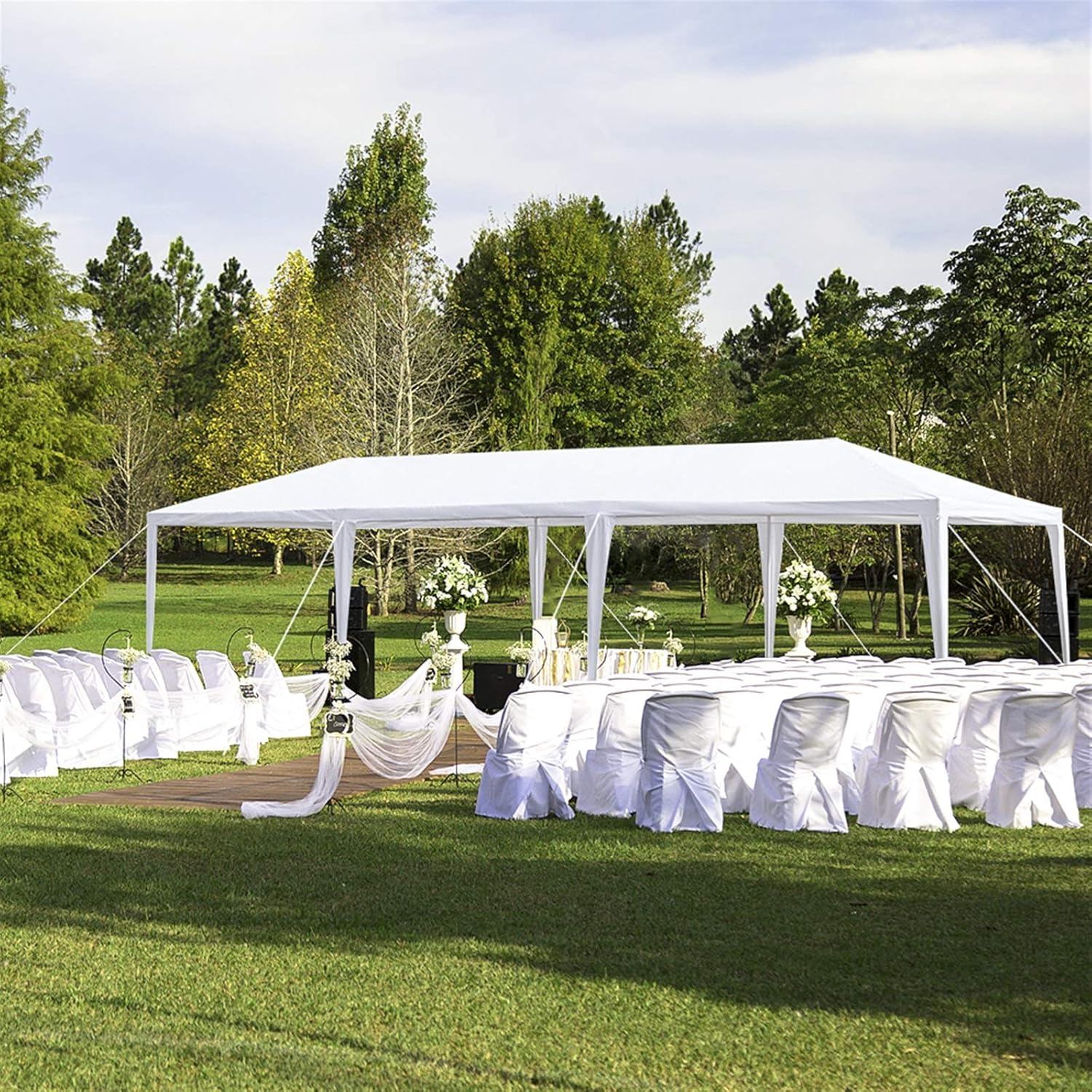 U-Kiss Toldo de 10 x 30 pies, para fiestas, bodas, patio, eventos, jardín, exterior, refugio para barbacoa con 8 lados extraíbles, impermeable,