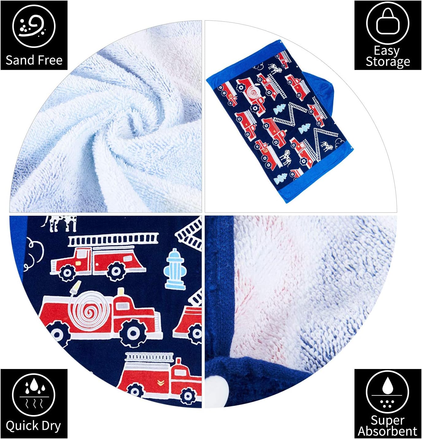 Wowelife Toallas de playa para niños, toallas con capucha para niños, toalla tipo poncho, 100% algodón de primera calidad, suave y transpirable,