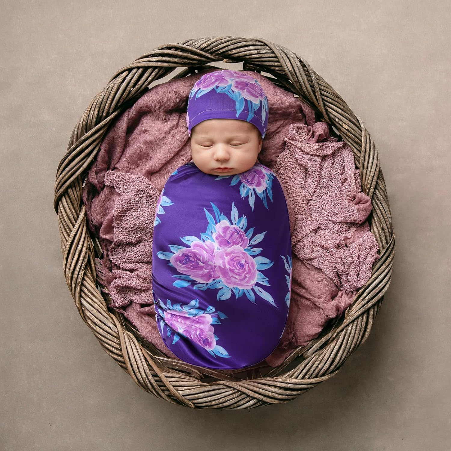 Elstey Manta de recepción de bebé para niña y niño, manta de recepción para recién nacido con sombrero, mantas elásticas y suaves para recibir,