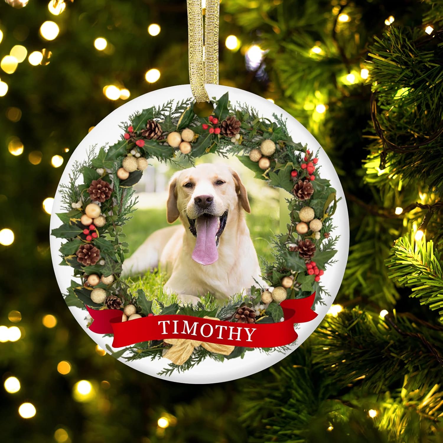 Personalized Christmas Ornaments with Dog Cats Pets 2022 Custom Pet Memorial Photo Ceramic Christmas Ornament Customized Christmas Ornament Dogs