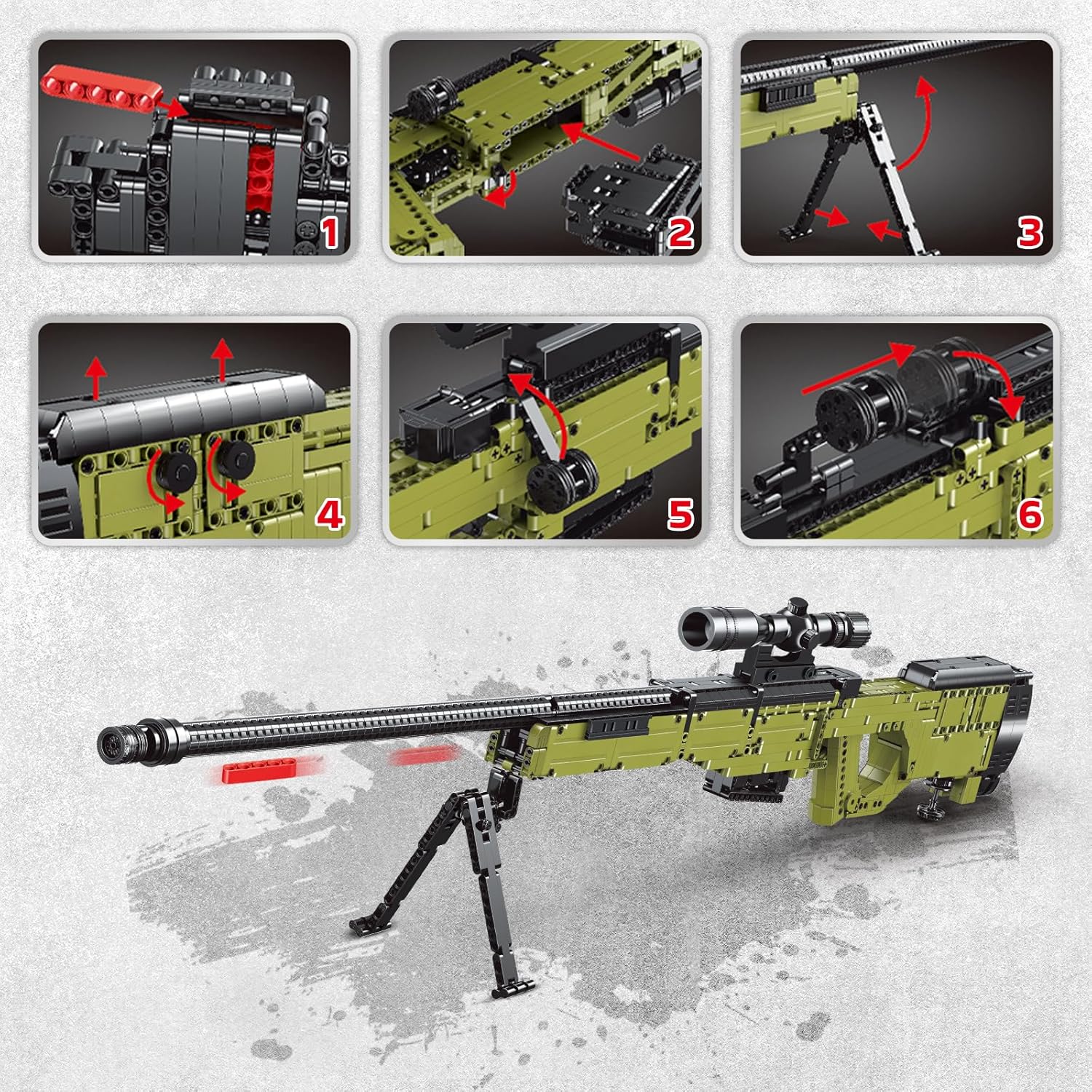 11 AWM Building Bricks Gun Collection Toy  1628 PCS Modelo Pistola Bloque de Construcción Juego de Francotirador Disparable  Arma de Simulación