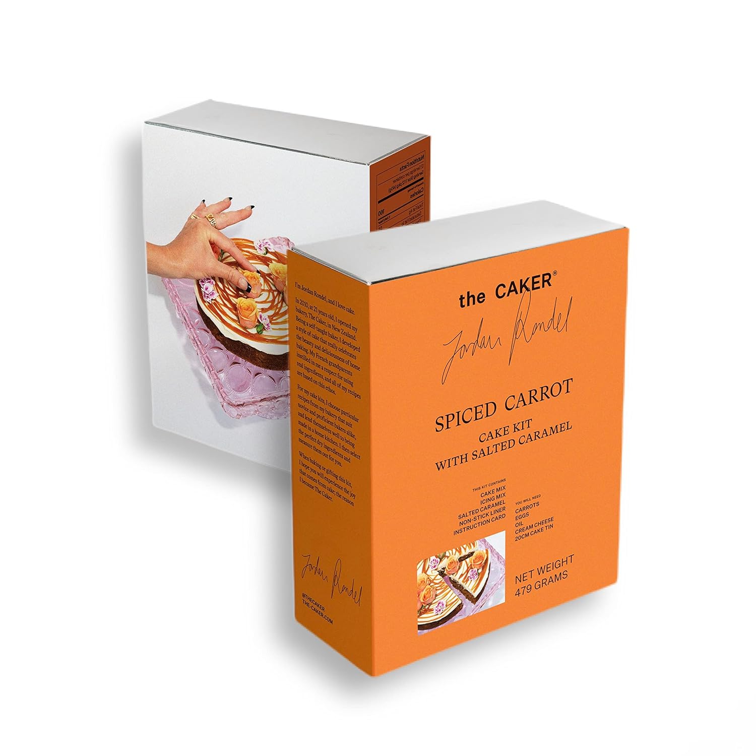 The Caker – Kit de pastel de zanahoria con caramelo salado  Mezclas de pastel en caja de lujo  Sin OMG  Decoraciones y revestimiento de sartén