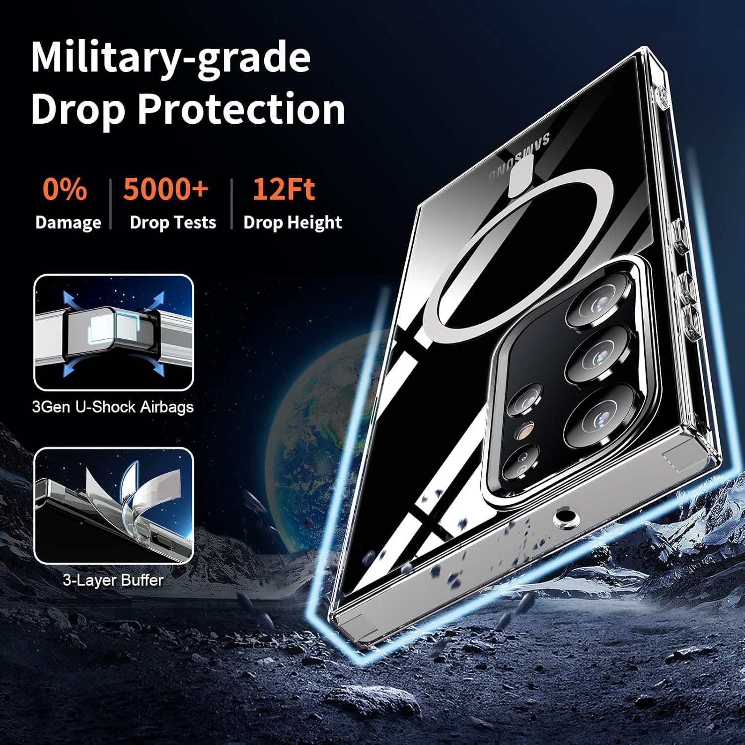 Purluct Funda magnética diseñada para Samsung Galaxy S23 Ultra Clear compatible con MagSafe, protección contra caídas de grado militar nunca