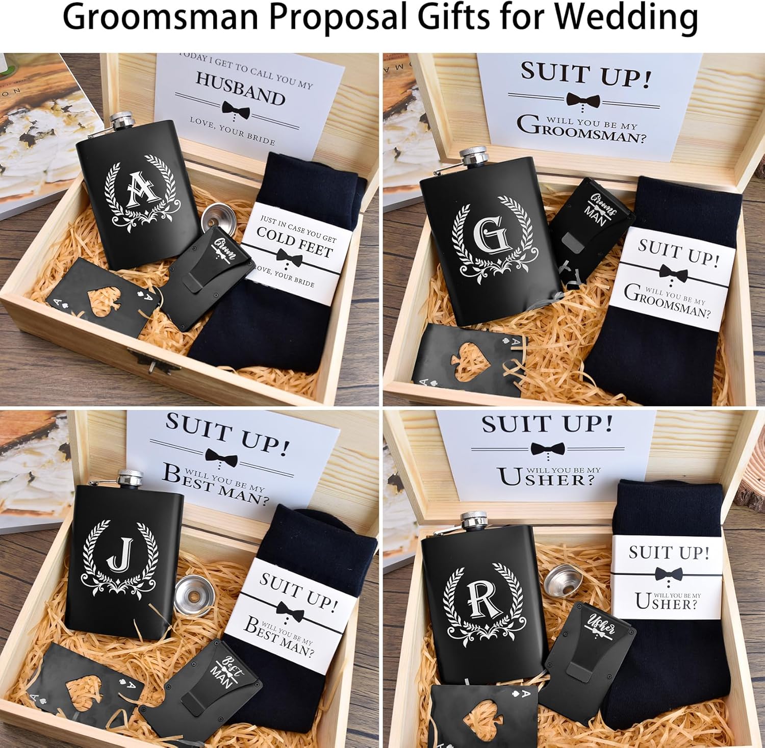 ELEGANTPARK Regalos personalizados para hombres, padrinos de boda, regalos iniciales con monograma para hermano, novio, boda, cumpleaños, Navidad,