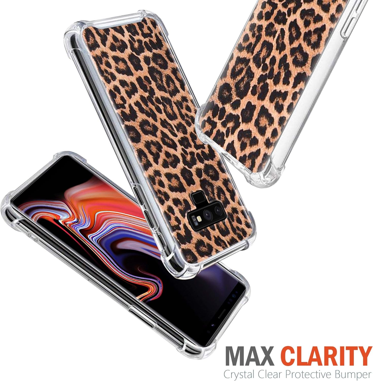 Funda protectora compatible con Samsung Galaxy Note 9, claridad máxima, delgada, transparente, de poliuretano termoplástico (leopardo)