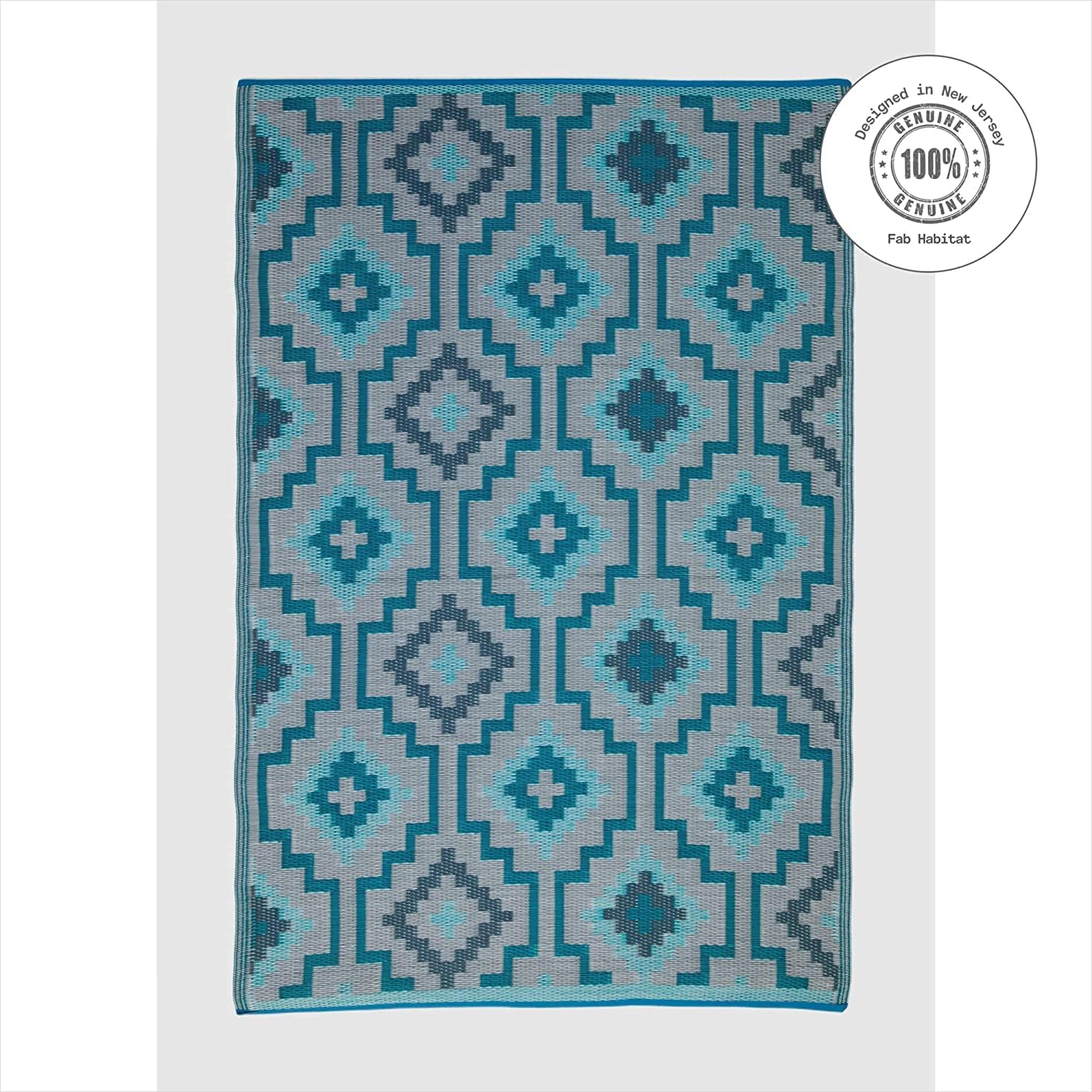 Fab Habitat Alfombra para exteriores, impermeable, resistente a la decoloración, sin arrugas, plástico reciclado de alta calidad, estilo bohemio