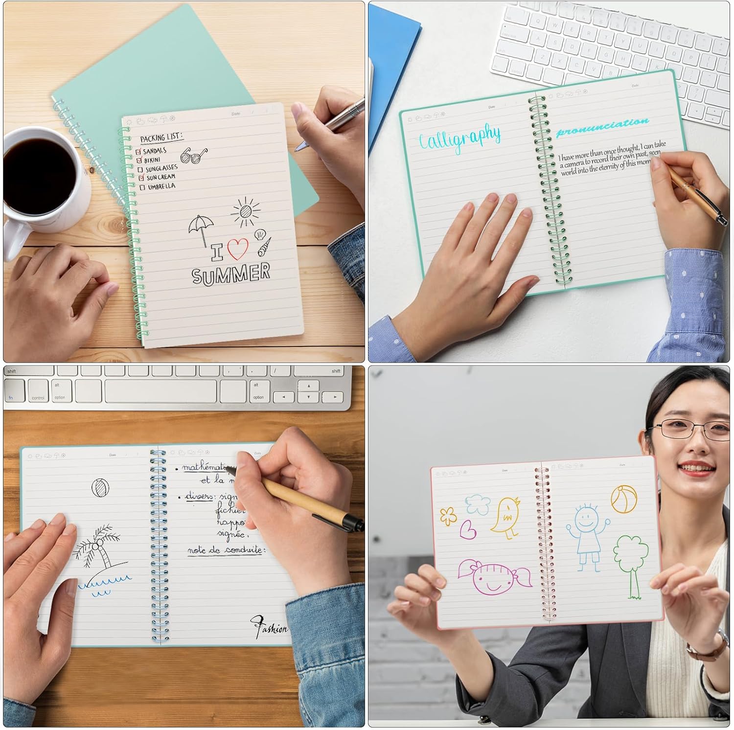 AEE FIRSONE Cuaderno de espiral, paquete de 3 cuadernos A5 a rayas de 5.7 x 8.3 pulgadas, diario en espiral con encuadernación de doble alambre,