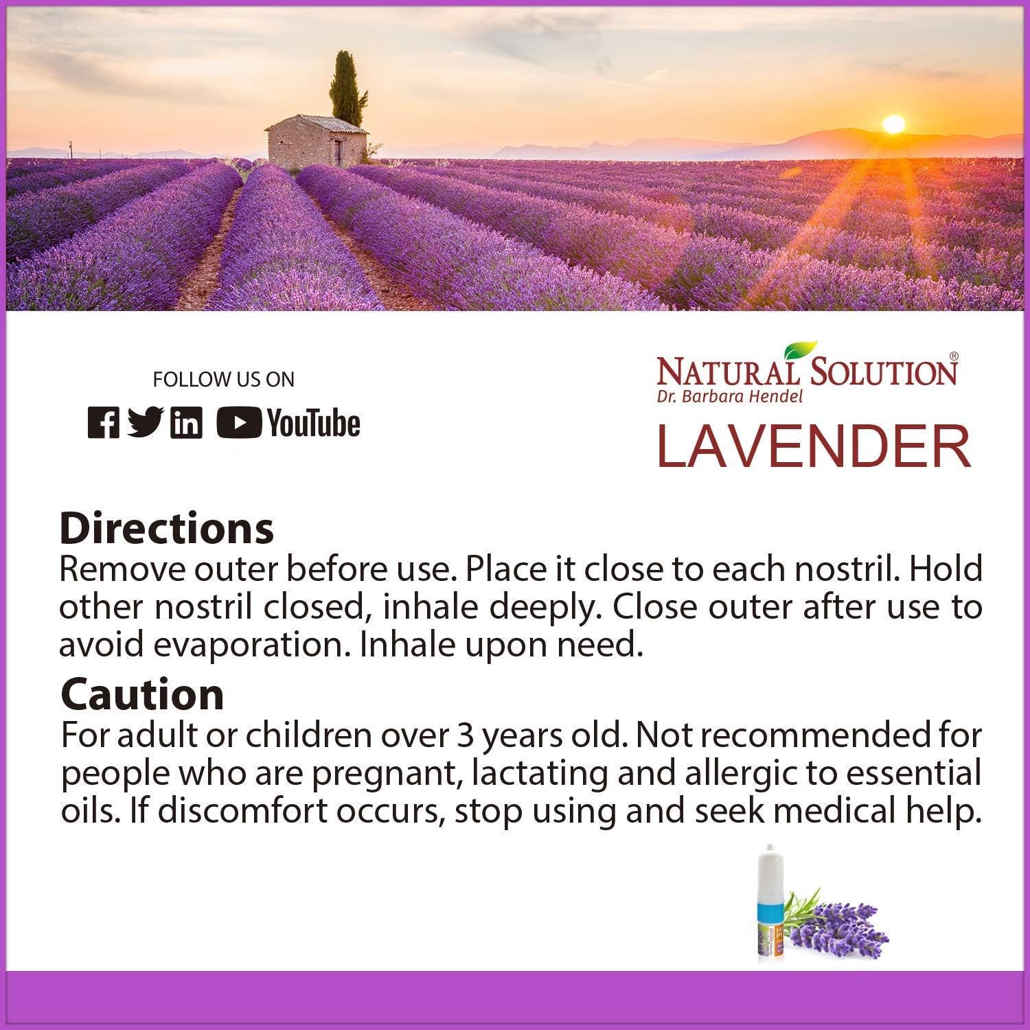 Natural Solution Inhalador nasal de sal rosa con aceites esenciales de lavanda relajantes, remedio para alivio de los senos nasales, alergias,