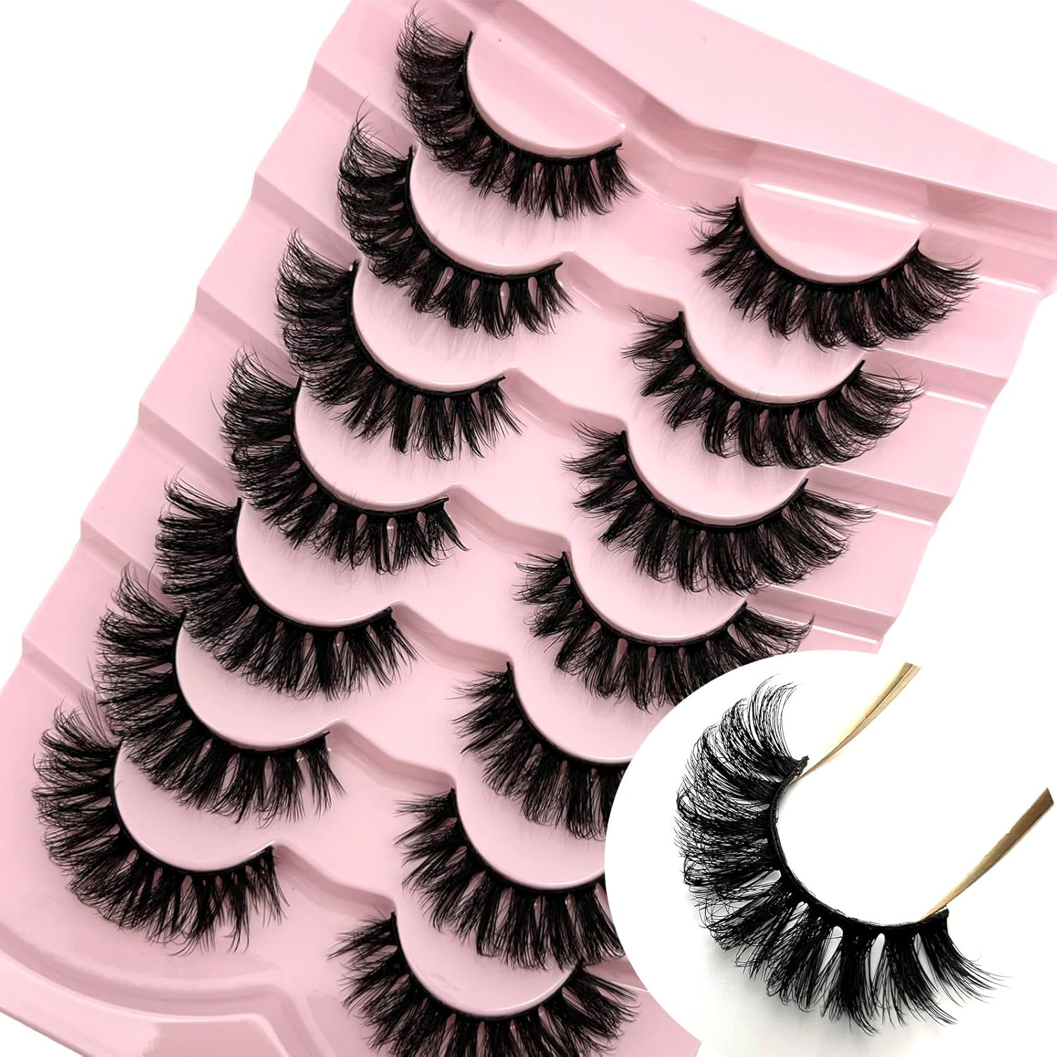 IFSOWDRA Pestañas de ojo de gato, rizo D, pestañas postizas naturales esponjosas rusas que parecen una extensión, pestañas postizas cortas de visón