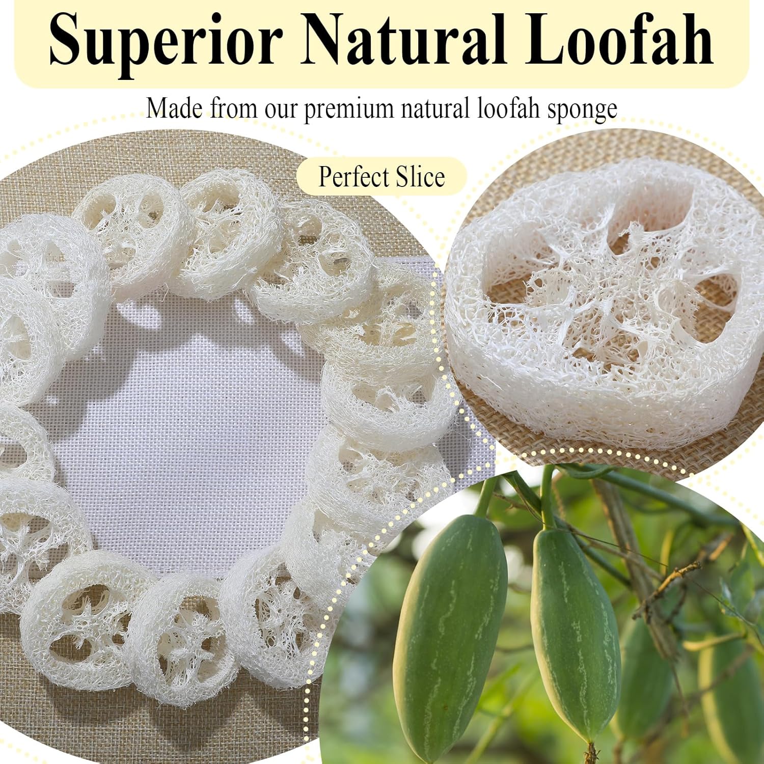 120 piezas de lufa natural para hacer jabón a granel de 1.96 pulgadas, esponja natural reutilizable de esponja de lufa orgánica exfoliante para