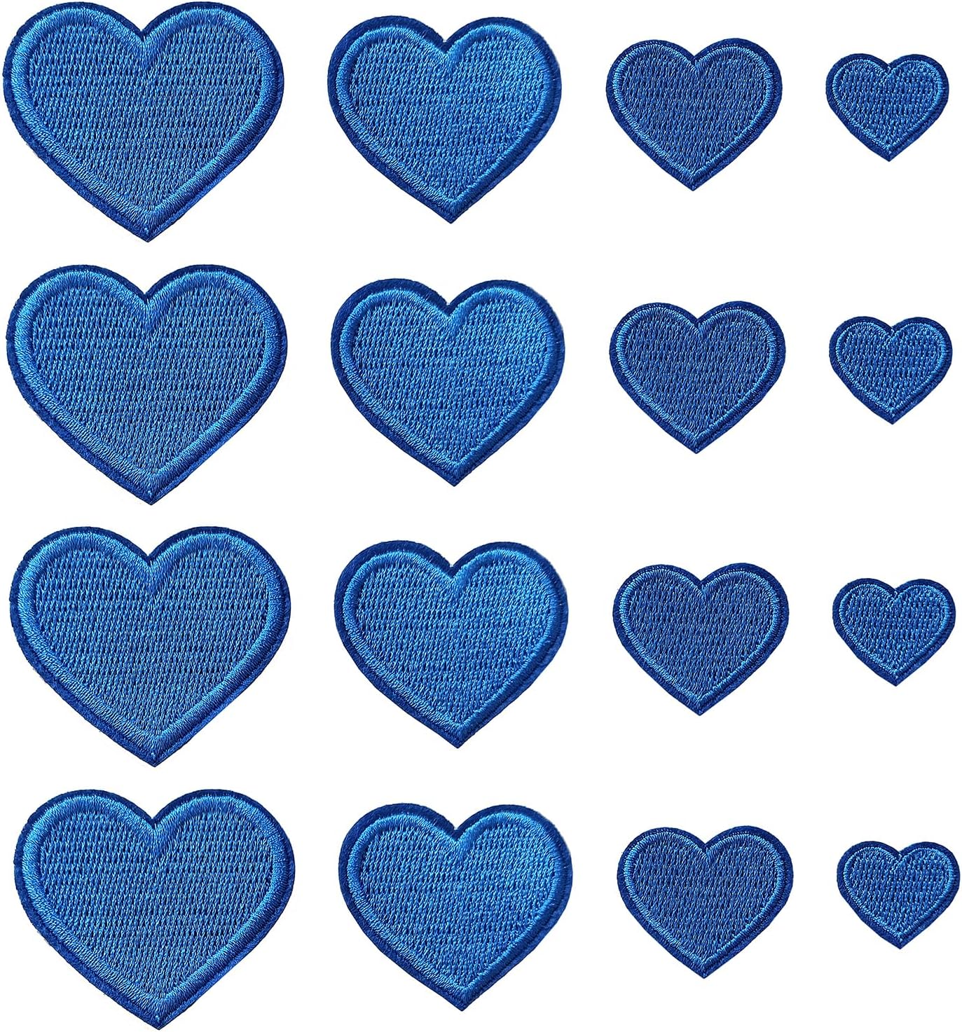 Zlettery 24 parches para planchar con corazón azul, parches bordados con corazón para ropa, chaquetas, sombreros, mochilas, jeans