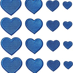 Zlettery 24 parches para planchar con corazón azul, parches bordados con corazón para ropa, chaquetas, sombreros, mochilas, jeans Zlettery 24 parches para planchar con corazón azul, parches bordados con corazón para ropa, chaquetas, sombreros, mochilas, jeans