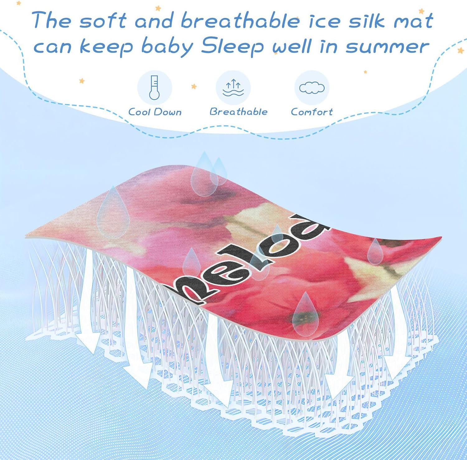 Protector de colchón personalizado de acuarela roja con flores de amapola para niños y niñas, tapete de seda de hielo para cama, colchoneta de