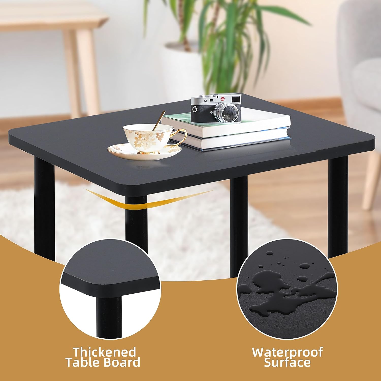 Yawinhe Mesa auxiliar de 2 niveles, mesita de noche de 15.7 x 11.8 x 20.5 pulgadas con estante de almacenamiento, moderna mesa auxiliar de madera,