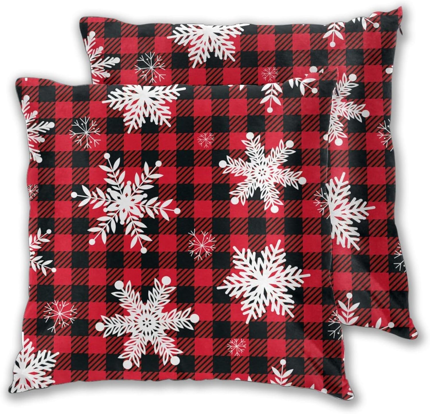 Juego de 2 fundas de almohada decorativas de 16 x 16 pulgadas, diseño de copos de nieve, protector de almohada suave, decoración moderna del hogar