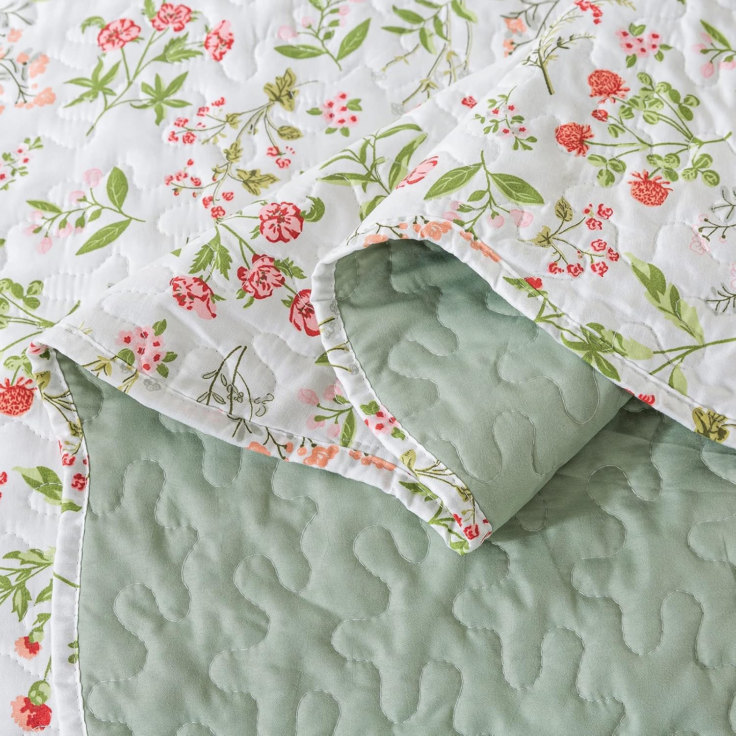 HoneiLife Colcha floral tamaño King  Juego de edredón de microfibra de 3 piezas, colchas ligeras de flores silvestres, funda de cama natural, juego