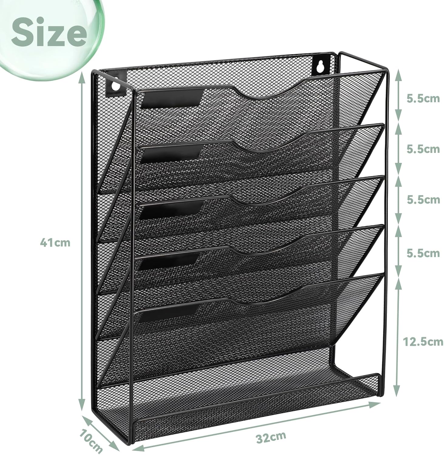 Organizador de archivos colgante de malla de 6 niveles, organizador vertical de archivos de pared, soporte de archivos de pared para oficina,