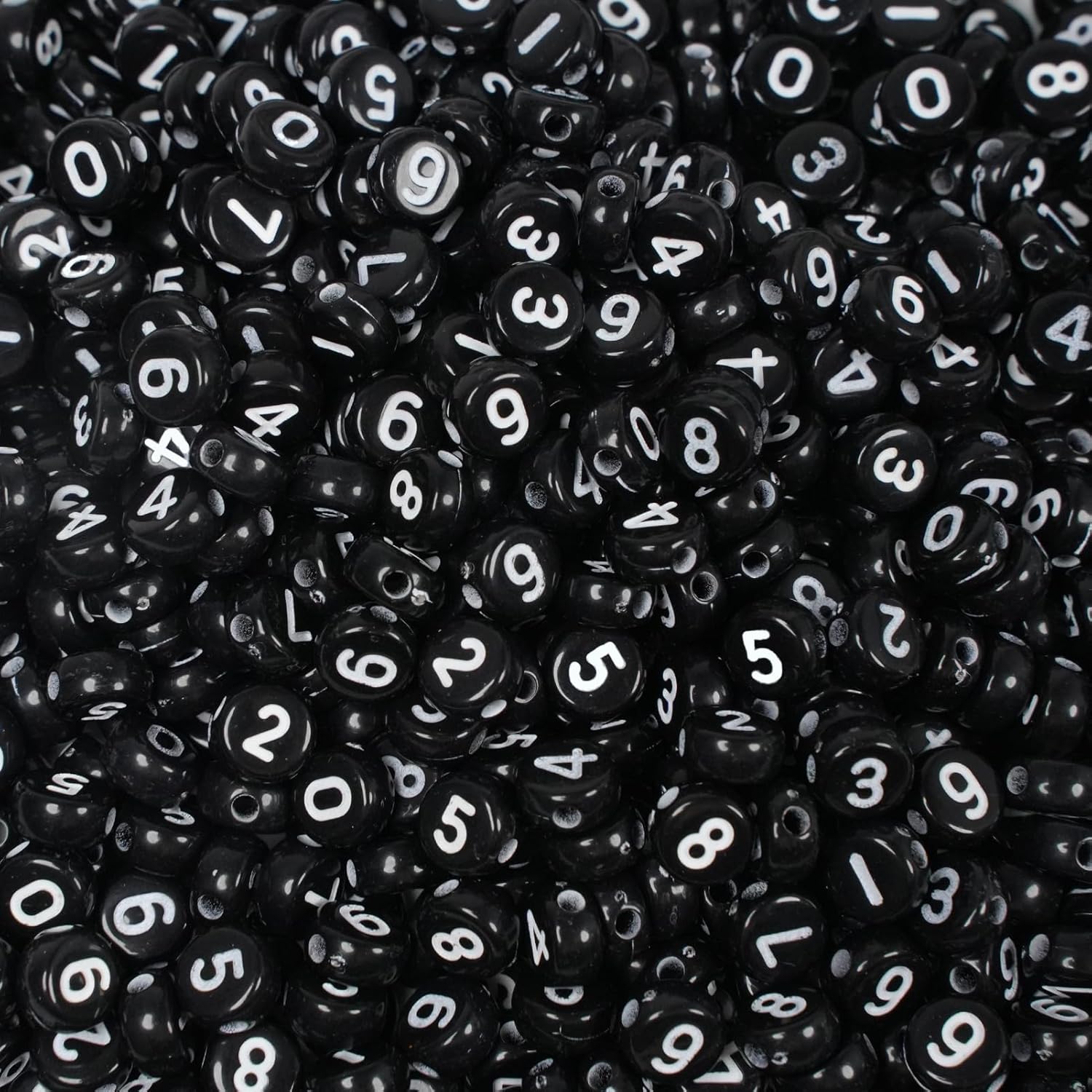 1000 cuentas numéricas redondas y blancas de 0-9 cuentas mixtas de 0.157 x 0.276 in de plástico, cuentas sueltas para hacer joyas y pulseras (blanco