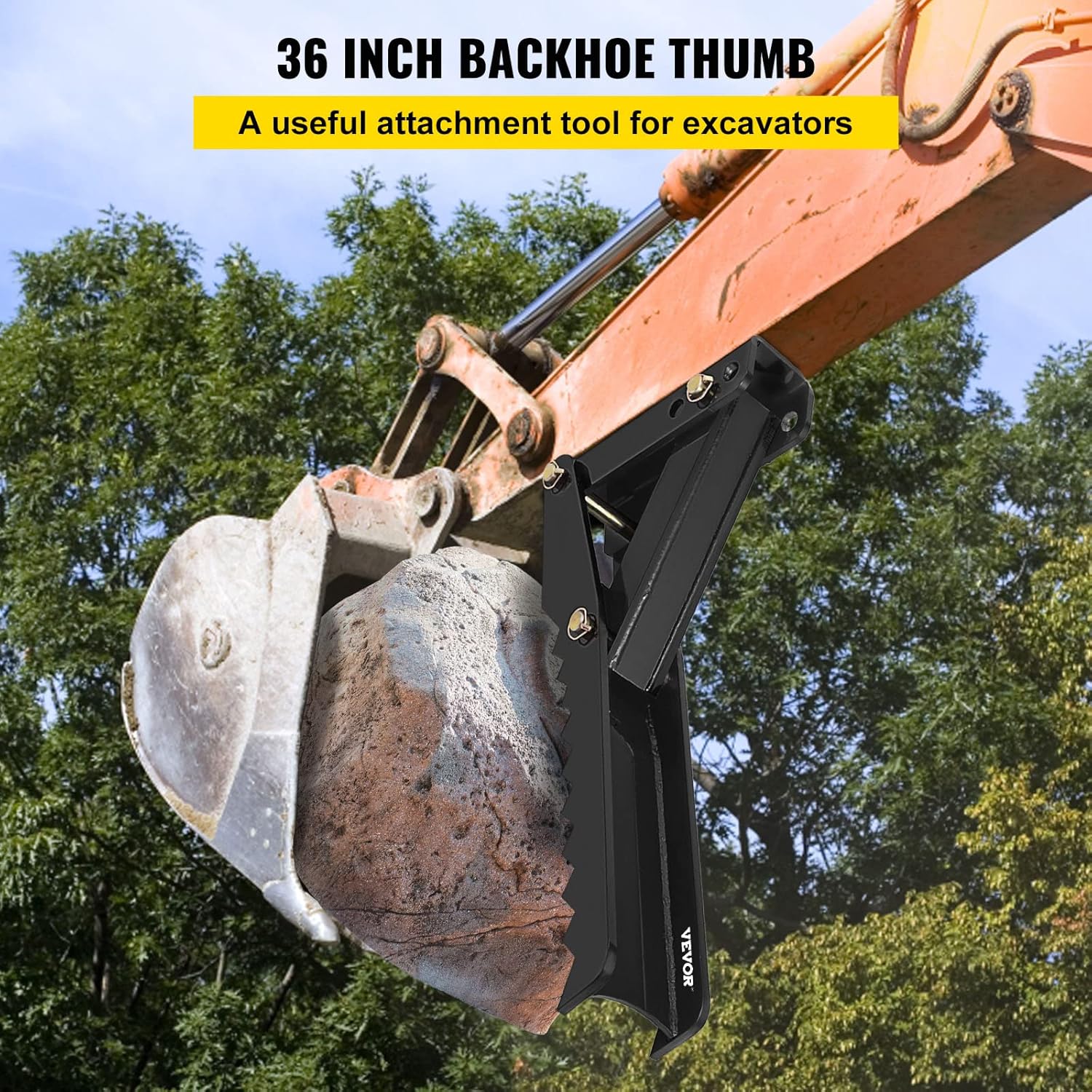 VEVOR Accesorios para el pulgar de la excavadora de retroexcavadora, 36 pulgadas de soldadura extrema ajustable en la retroexcavadora, abrazadera de