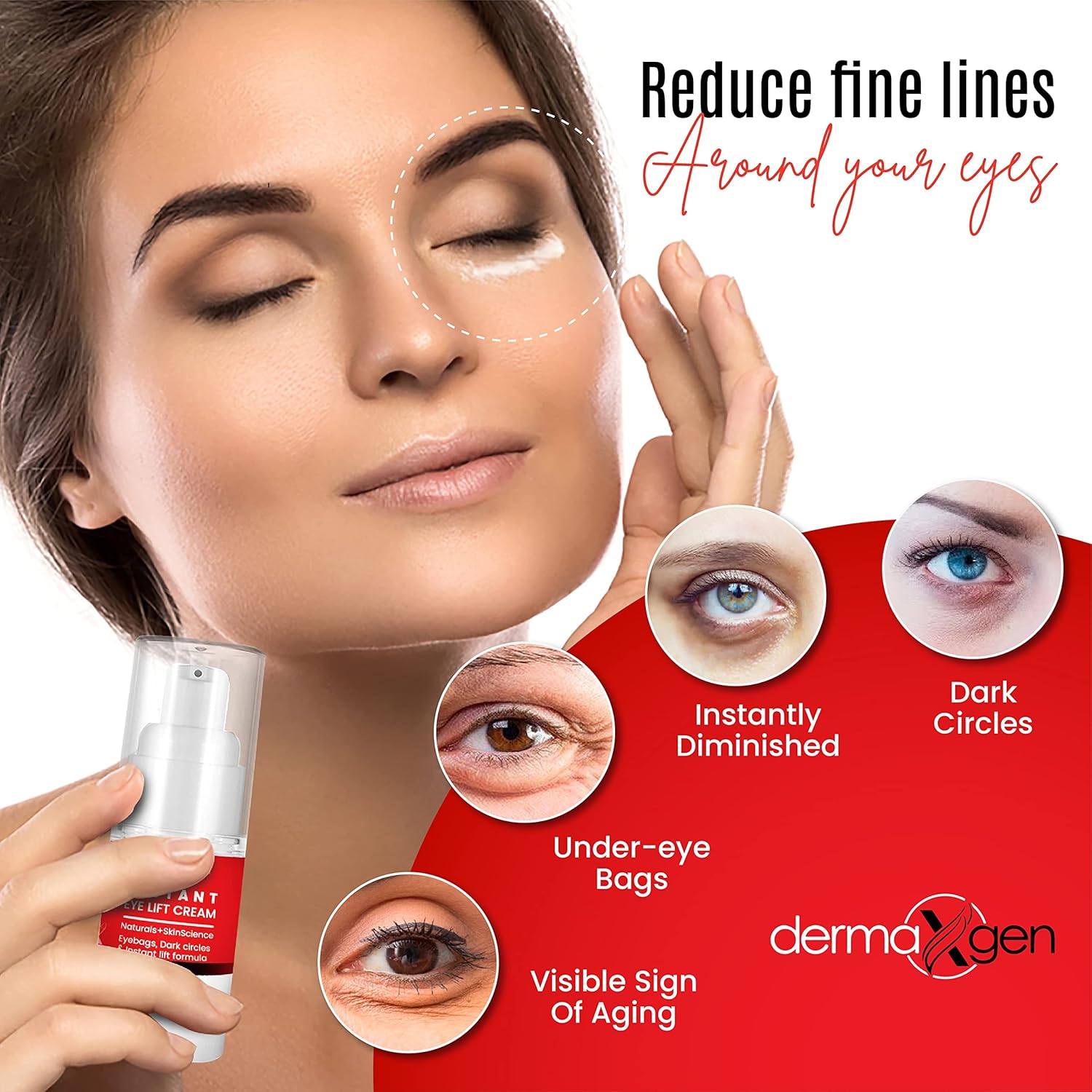 Crema de ojos de reducción rápida, fórmula avanzada de péptidos, suero antienvejecimiento que reduce visiblemente las bolsas debajo de los ojos,