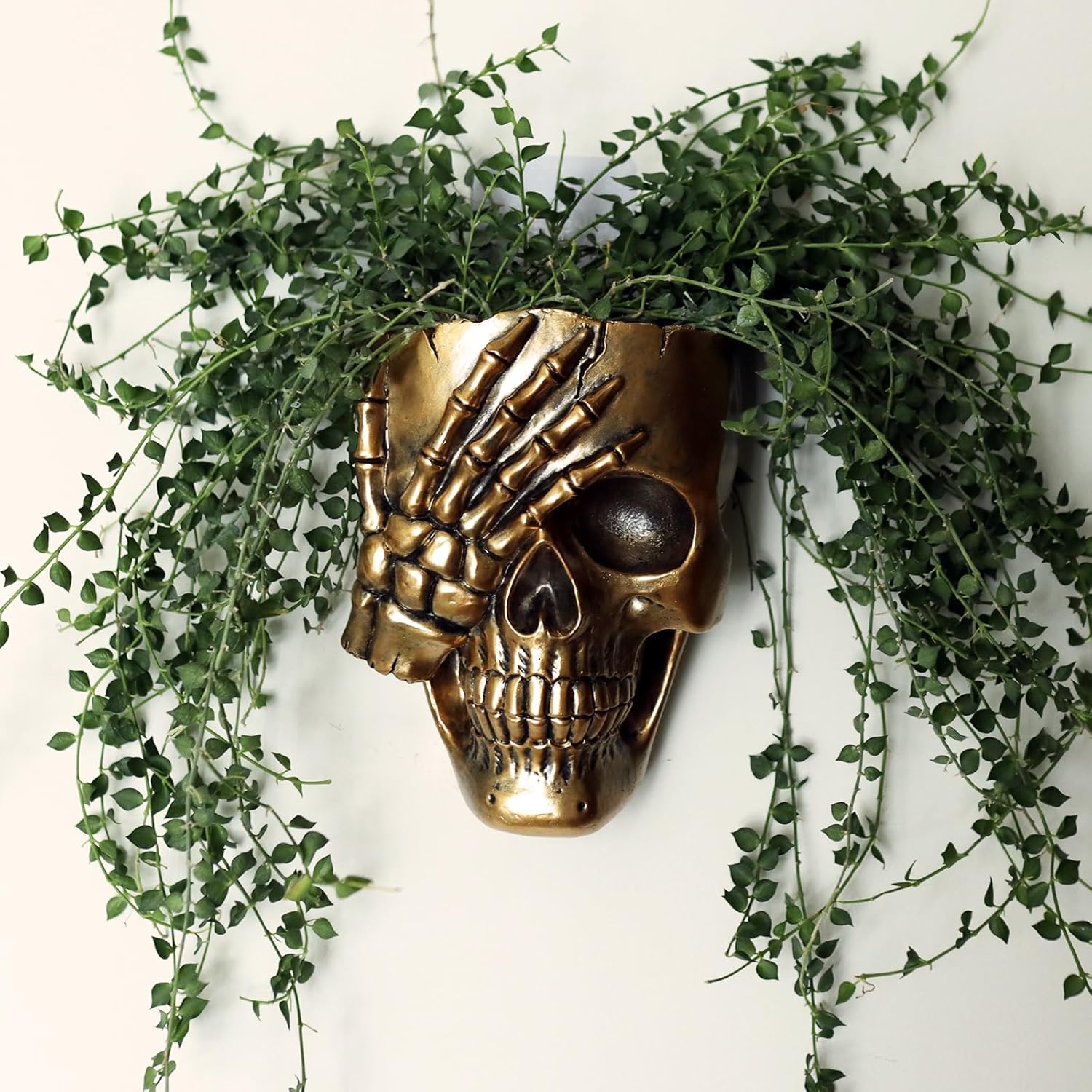 Maceta de valla de calavera para plantas al aire libre, macetas de pared espeluznantes para decoración de interiores y exteriores, divertida maceta