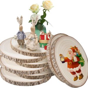 Rebanadas de madera natural sin terminar para centros de mesa, 8 piezas de 9 a 10 pulgadas, centros de mesa de madera para mesas, rondas de madera Rebanadas de madera natural sin terminar para centros de mesa, 8 piezas de 9 a 10 pulgadas, centros de mesa de madera para mesas, rondas de madera