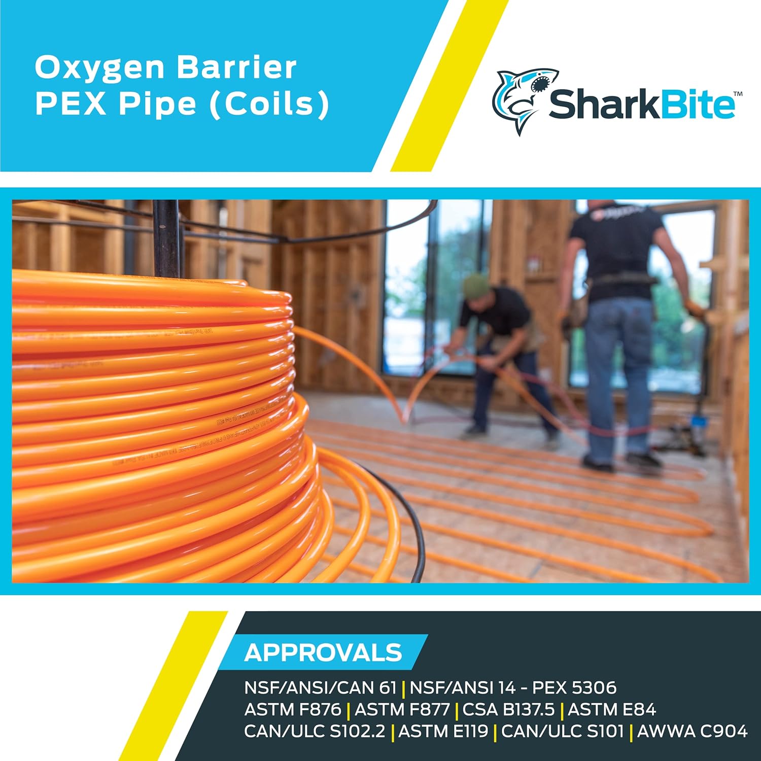 SharkBite Tubo naranja PEX de 1 pulgada x 100 pies, tubo flexible de agua de barrera de oxígeno para calefacción radiante, U880O100