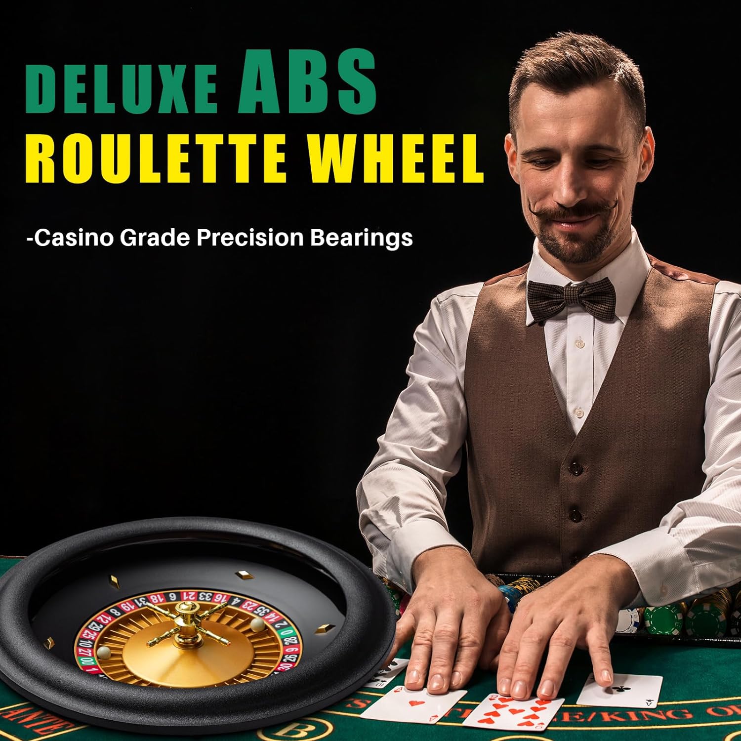 Leyndo Juego de ruleta profesional ABS de 18 pulgadas, juego de ruleta de grado casino con rueda de ruleta de doble diseño cero con 2 bolas de
