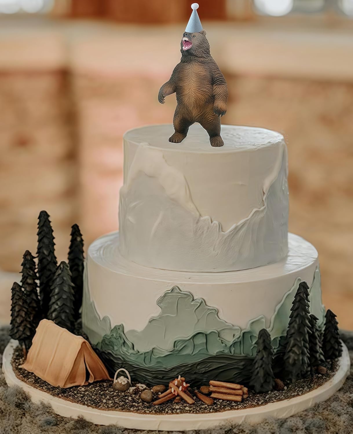 Gemini&Genius Juguete de oso marrón, figura grande de animales de safari Grizzly, figura de acción realista de vida silvestre para niños que