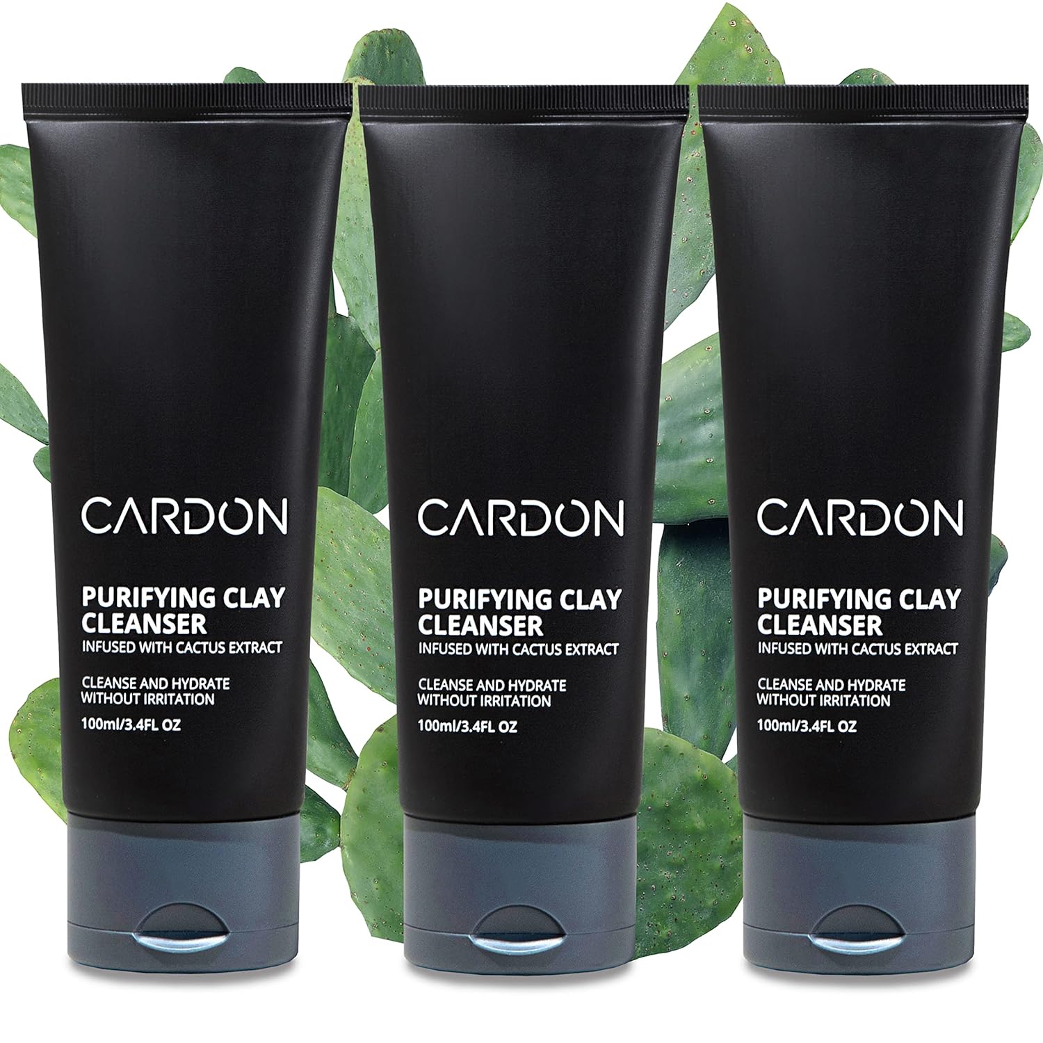 Cardon Lavado facial de arcilla de limpieza profunda de poros para hombre, 4 veces mejor que el carbón, piel grasa, propensa al acné, cuidado de la