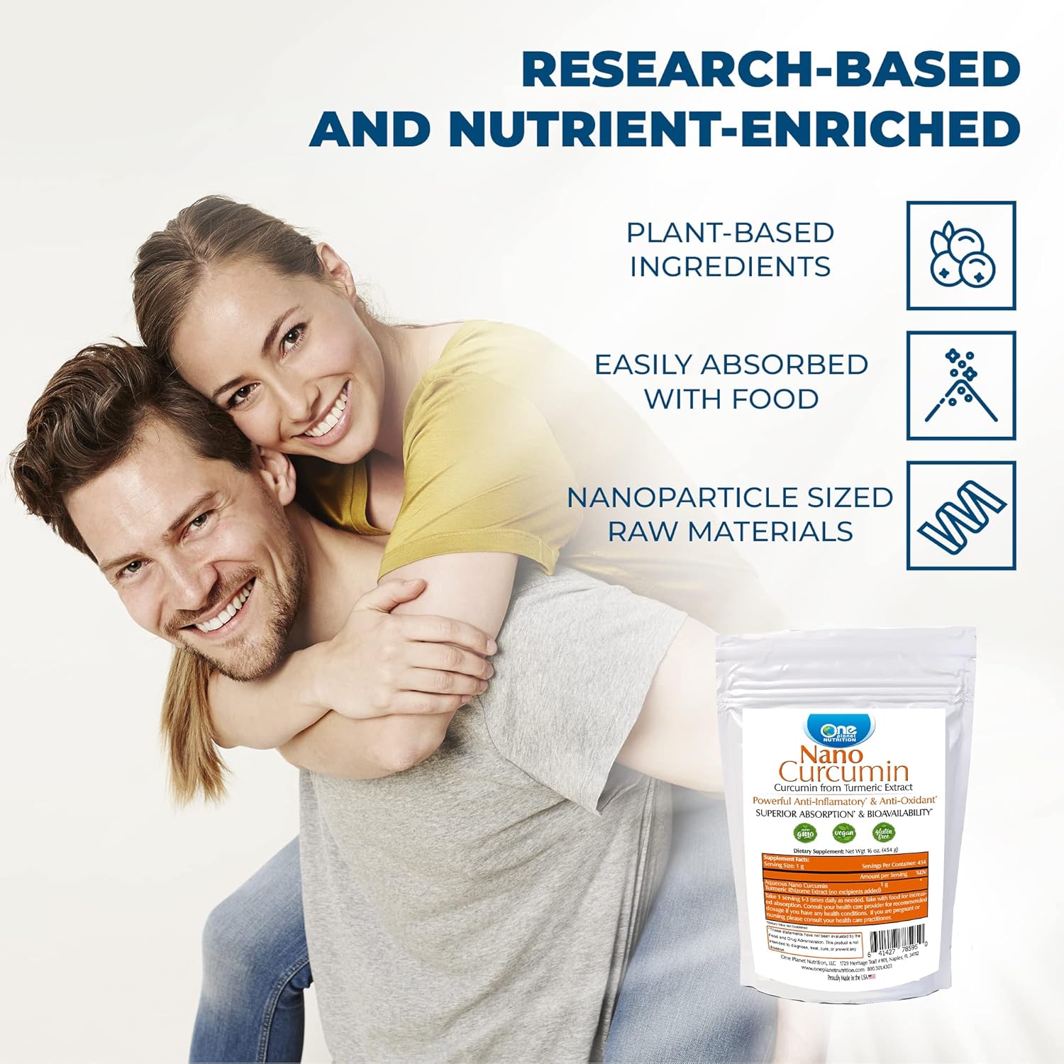 Nano curcumina en polvo, suplementos solubles en agua de curcumina de cúrcuma, curcumina encapsulada en nanopartículas, mejor absorción, polvo de