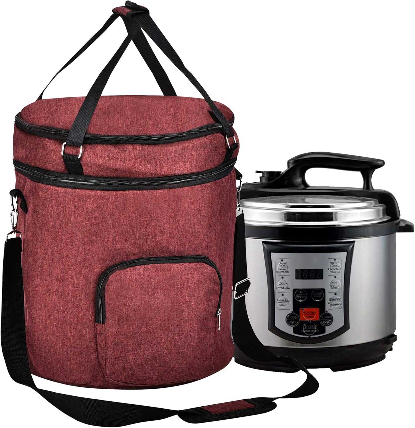 Bolsa de viaje para olla a presión, 2 compartimentos para accesorios de cocina, bolsa de almacenamiento redonda de cocina (incluida en la parte