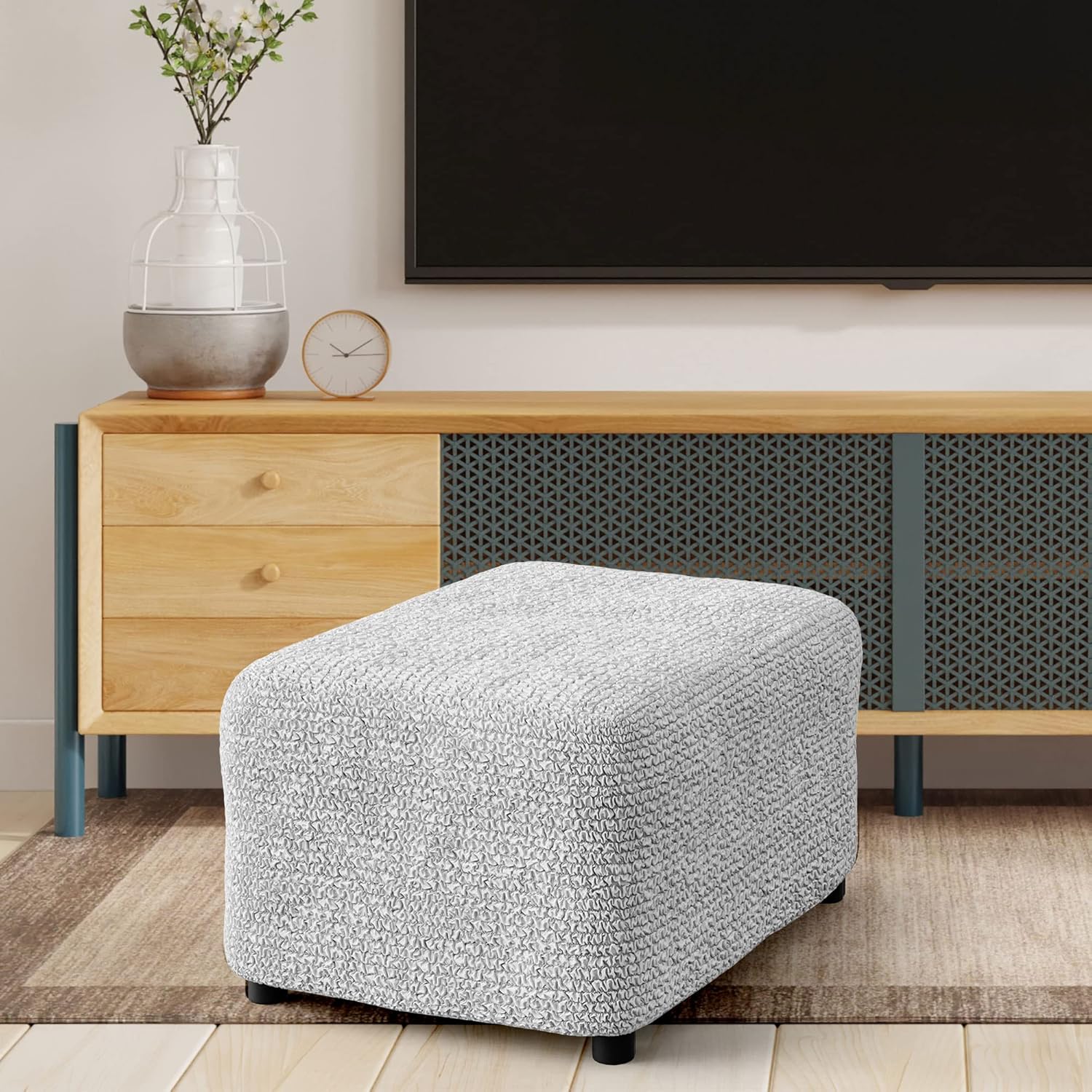 PAULATO BY GA.I.CO. Funda otomana para taburete, funda de tela de poliéster suave, protector elástico de muebles de 1 pieza, colección Microfibra,