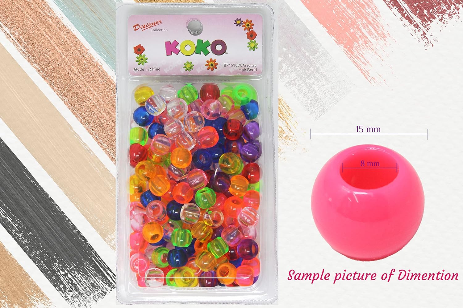 160 cuentas de poni de 0.472 x 0.591 in, cuentas para trenzas de cabello, cuentas para manualidades infantiles, cuentas de plástico, cuentas para