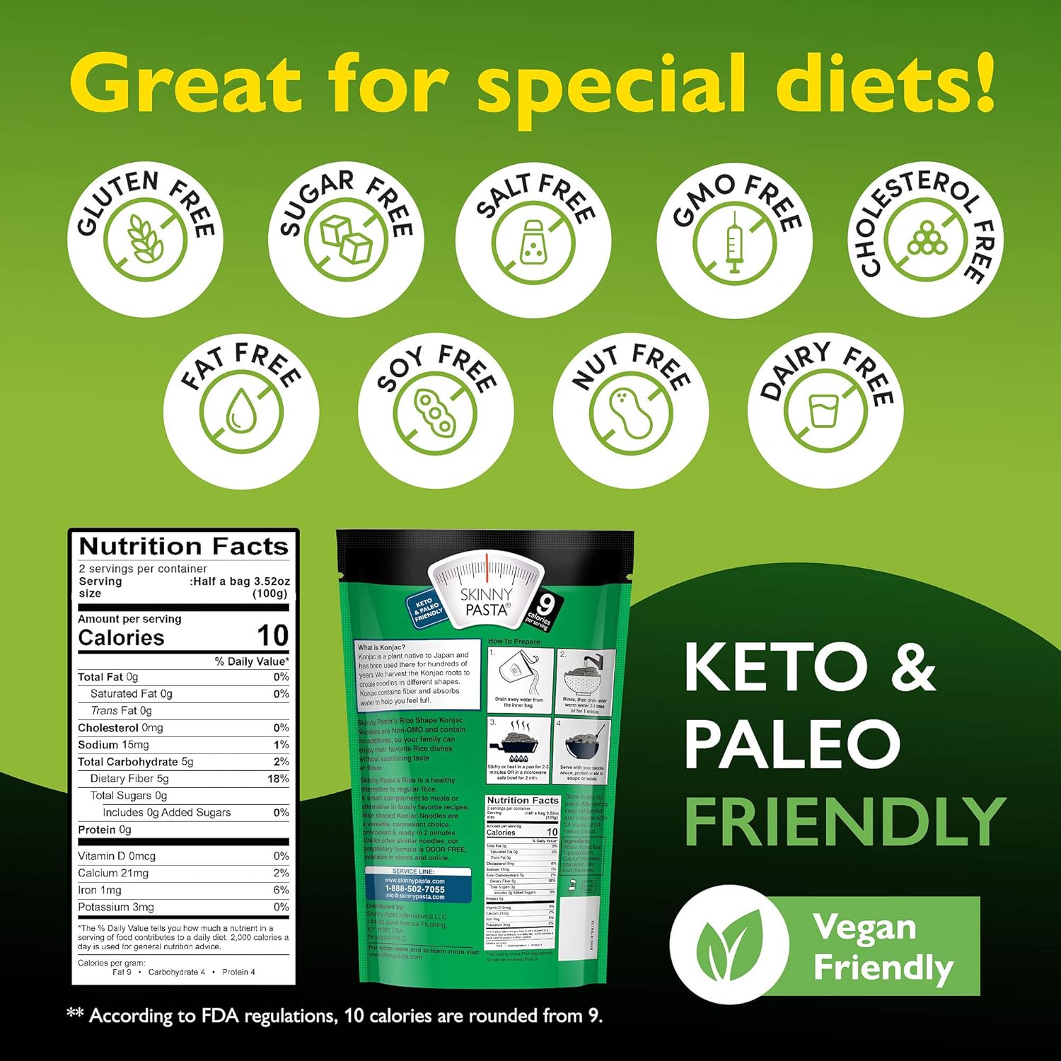 Skinny Pasta 9.52 onzas  The Only Odor Free Konjac fideos Konjac (fideos Shirataki), apto para dieta keto y paleo, sin carbohidratos, alimentos