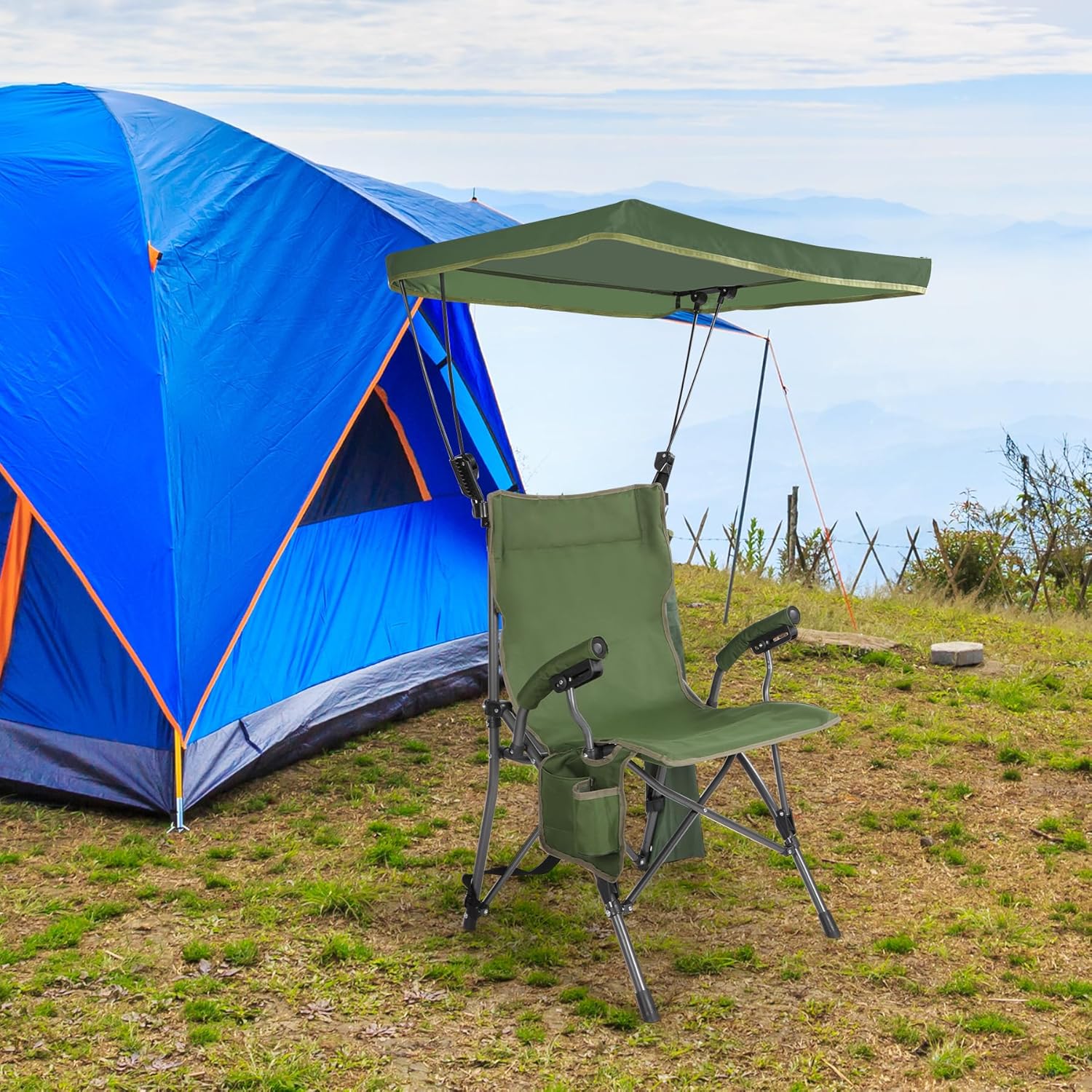 REDCAMP – Sillas de camping plegables de gran tamaño para adultos, resistentes hasta 500 libras, marco de acero resistente para deportes al aire