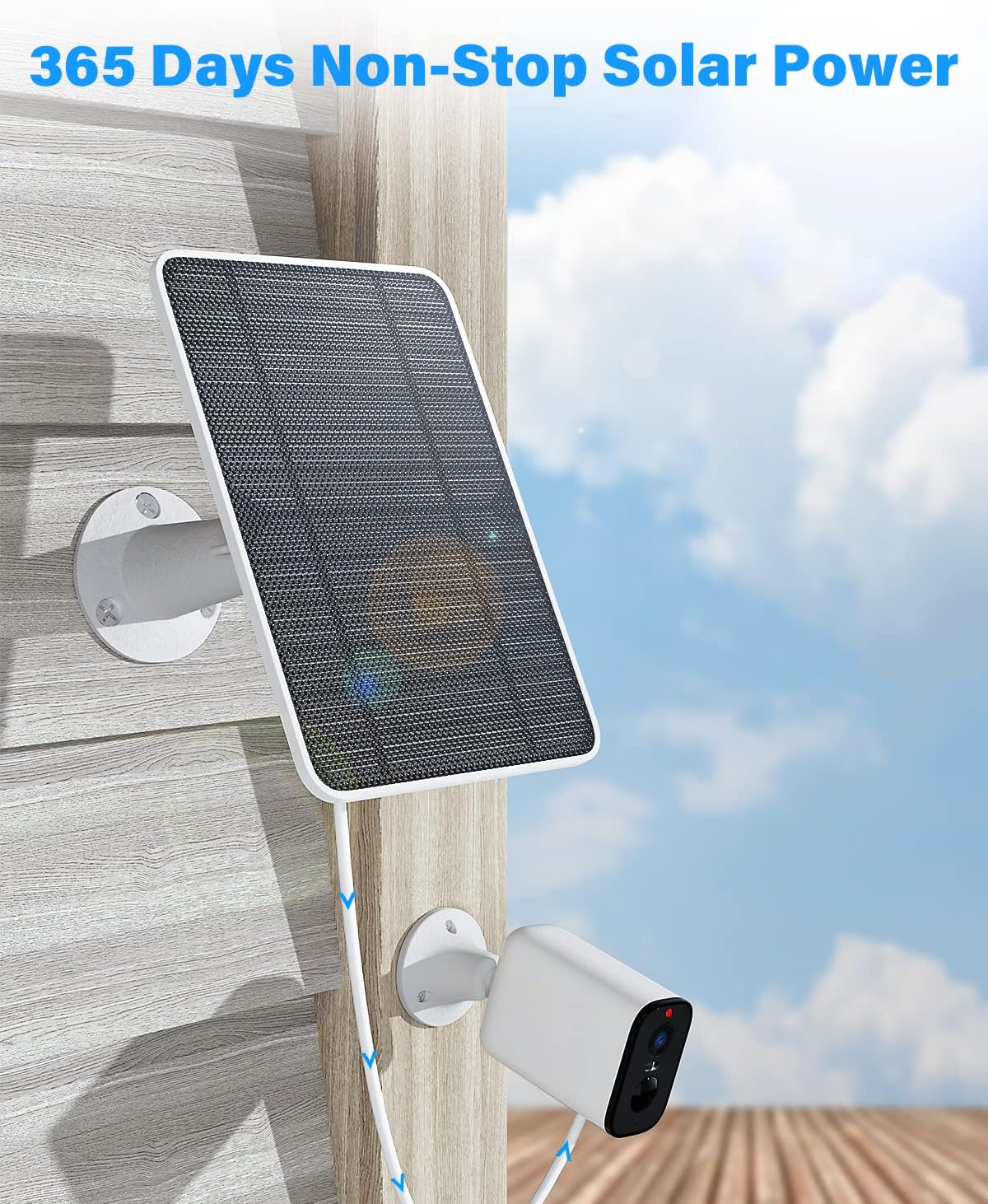 Panel solar de carga mejorada compatible con Pro 5S, Arlo Pro 4, Pro 3, Pro 3, Ultra 2, Ultra, panel solar de 4 W con cable de carga de 9.8 pies,