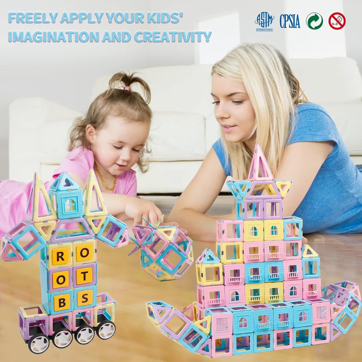 MAGBLOCK Bloques de construcción de azulejos magnéticos, regalo para niñas y niños de 3 a 8 años, juguetes educativos para niños y niñas