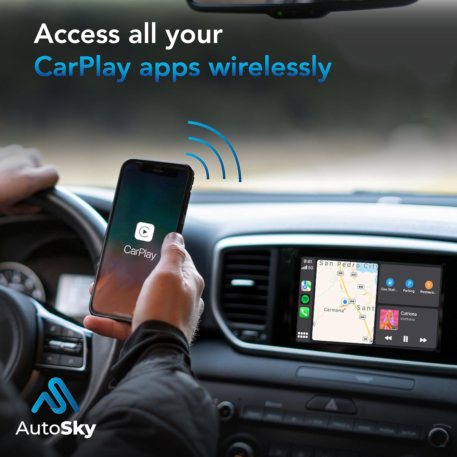 AutoSky Adaptador inalámbrico CarPlay 2023 Pro Edición Extra – Adaptador inalámbrico CarPlay rápido y compacto de fábrica con cable CarPlay Cars –