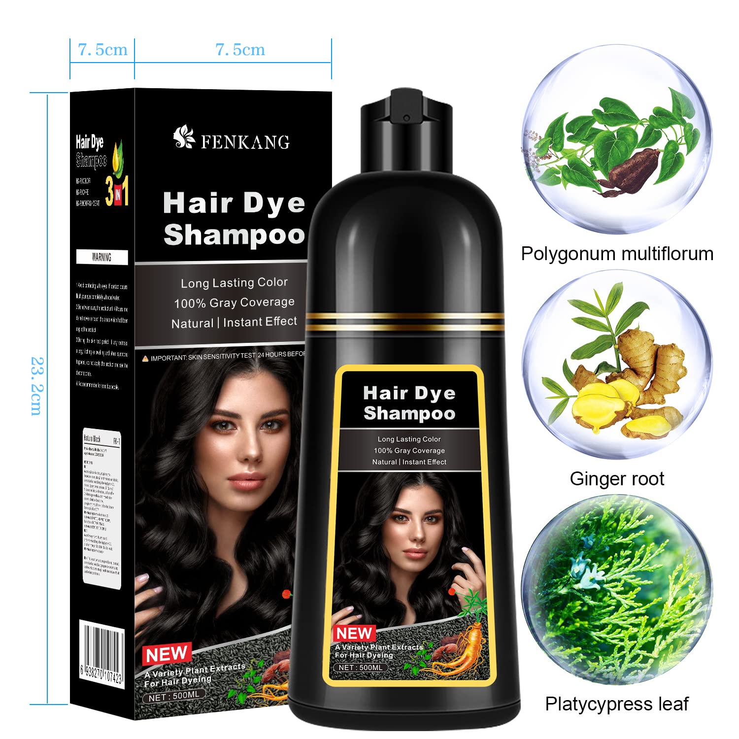Champú instantáneo de tinte para cabello castaño para cabello gris 3 en 1, champú de cabello castaño natural para mujeres y hombres, colores negros,