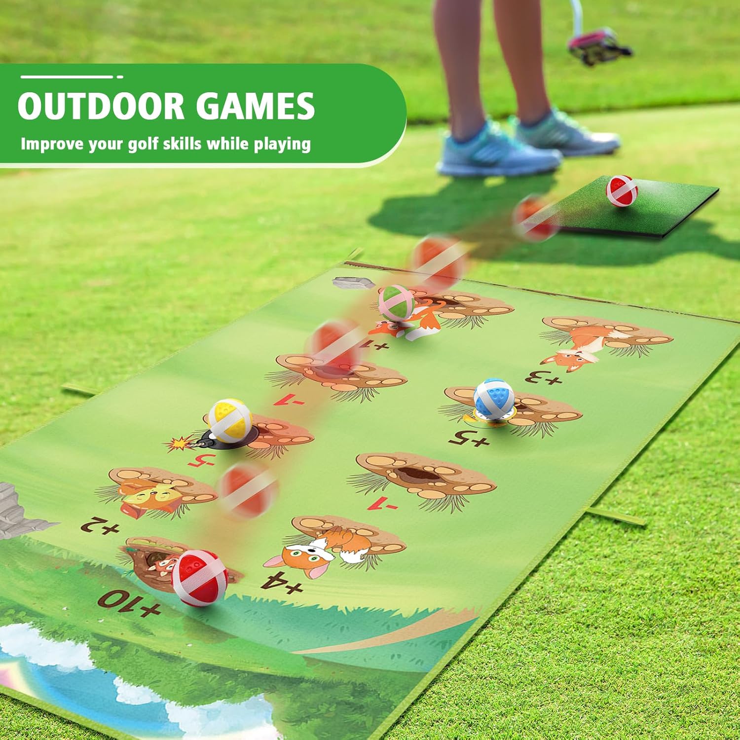 Alfombrilla de golf casual de 6 pies x 4 pies, tapete de juego de golf para adultos y niños, juego de golf para interiores y exteriores, patio