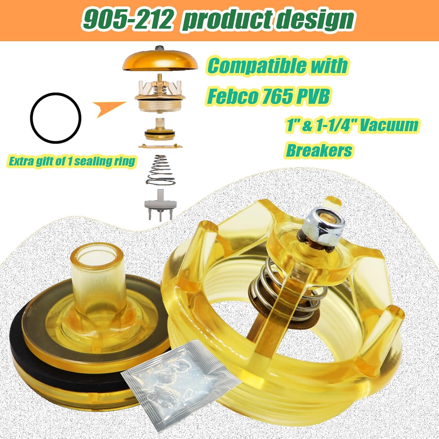 905-212 Kit de reparación de capó para Febco 765-1 pulgadas y 1-14 pulgadas Disyuntores de vacío y prevención de flujo posterior, FEBCO 765 PVB 1