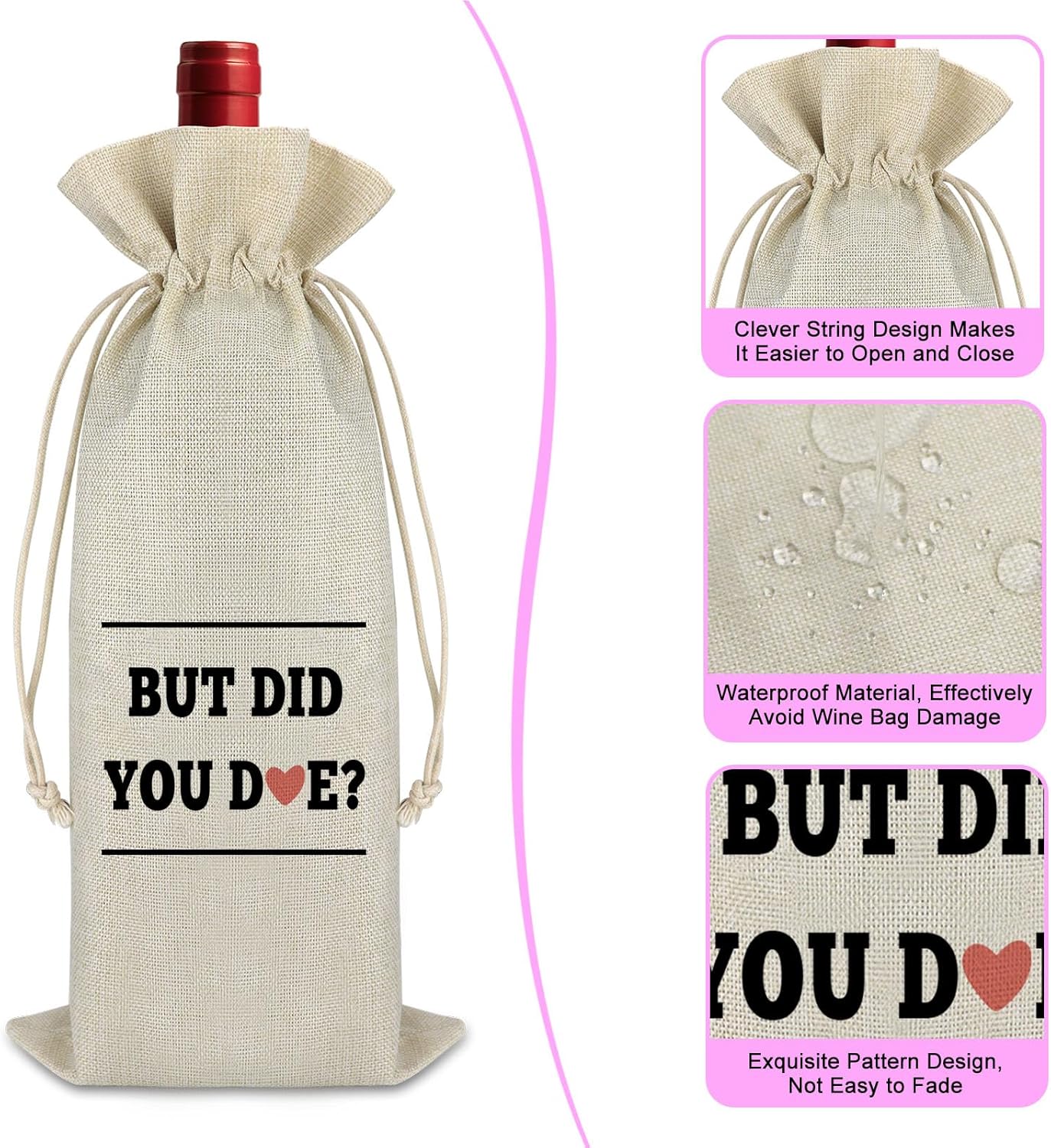 Bolsa de vino tinto regalo para mujeres, hombres y niñas, despedida de soltera, fiesta, boda, fiesta, decoración reutilizable, con cordón, bolsa de