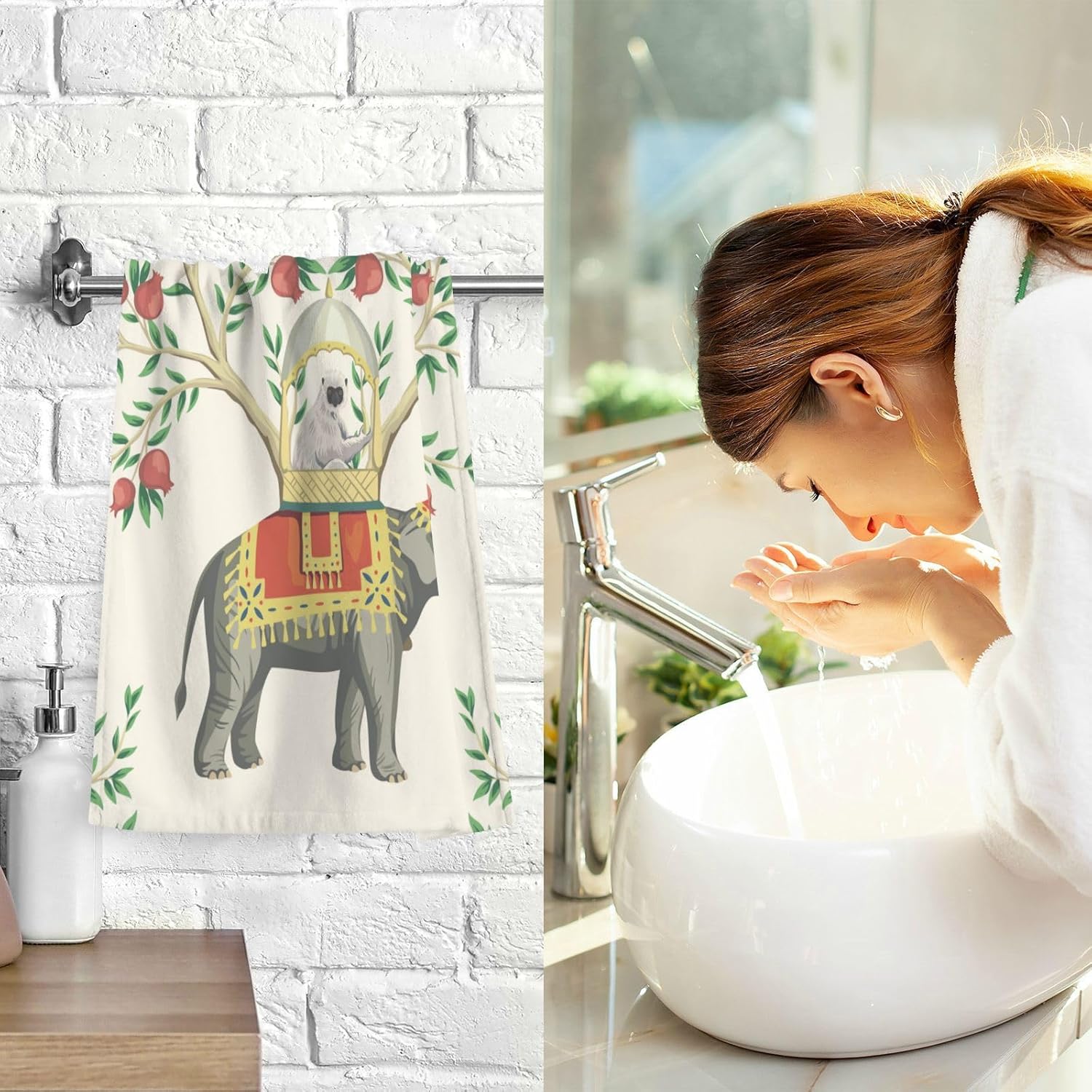 susiyo Chinoiserie Elephant – Toallas de mano de 100 % algodón para baño, 16 x 28 pulgadas